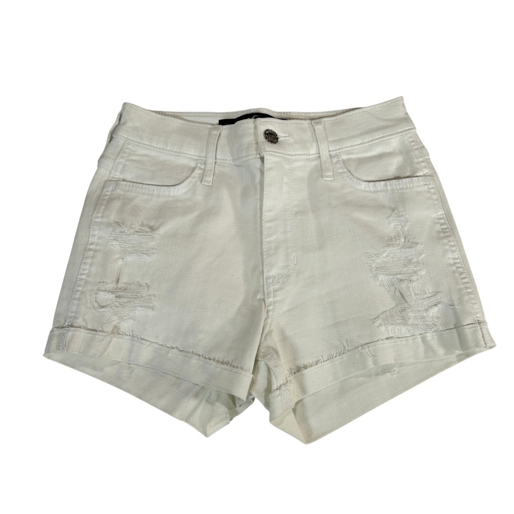Hollister‎ White High-Rise Short-Short Distressed Denim Size 0 Advanced Stretch
